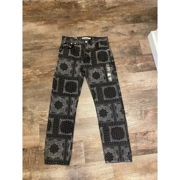 Men’s Pacsun Vintage Loose Bandana Print Black Jeans Size 28x28 Worn Once